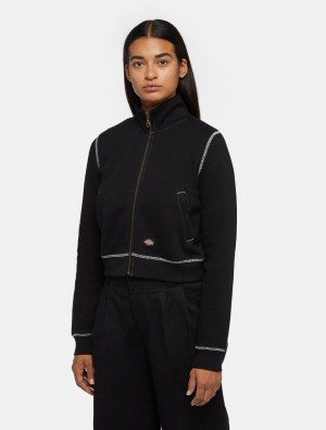 Moletons Dickies Arlee Zip-Through Feminino Pretas | 344449378