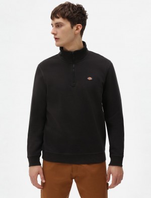Moletons Dickies Oakport Quarter Zip Masculino Pretas | 726539576