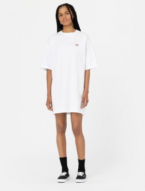 Vestido Dickies Mapleton T-Shirt Feminino Branco | 734065634